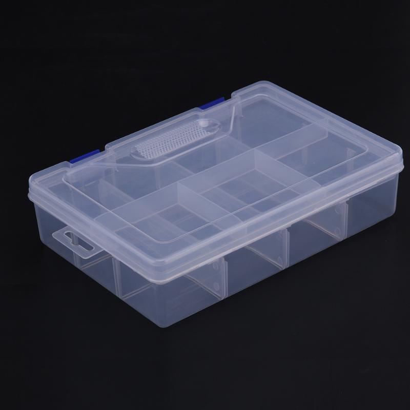 8 Grid Transparent Plastic Storage Box Double Layer Hardware Tool Box Portable Tackle Multifunctional Organizer Fishing Boxes