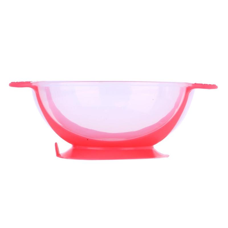 Safety Baby Feeding Dishes Babies Eatting Bowl with Suction Cup Assist Spoon Fork Baby Training Products: Pink Bowl