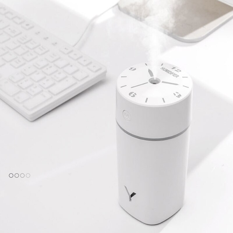 230ML USB Clock Shape Air Humidifier Ultrasonic Cool-Mist Adorable Mini Aroma Humidifier for Office Home Living Room Bedroom