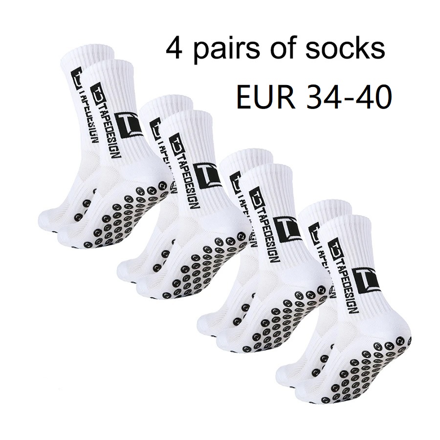 4 pares de nuevos calcetines de fútbol pegados de tubo medio TC para entrenamiento deportivo y competición, calcetines antideslizantes y transpirables: Beige