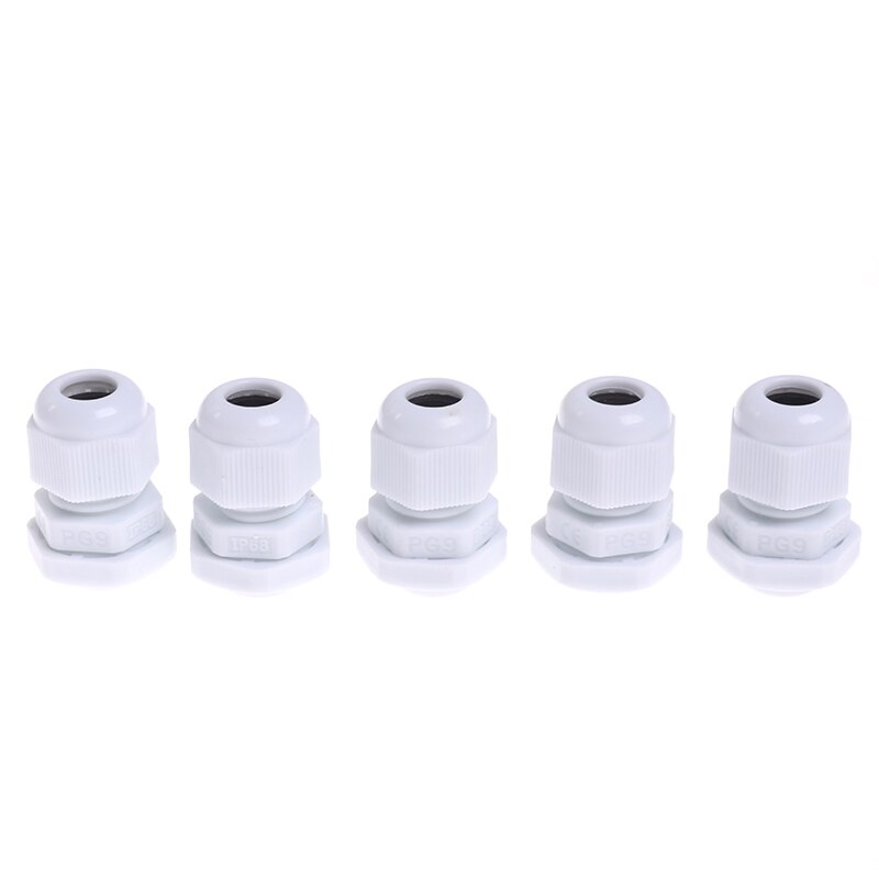 5 kpl vedenpitävä läpivientiholkki kaapelin läpivienti  ip68 pg7- pg16 nylon muoviliitin 3-6.5mm nailon muoviliitin: Valkoinen 5 kpl  pg9