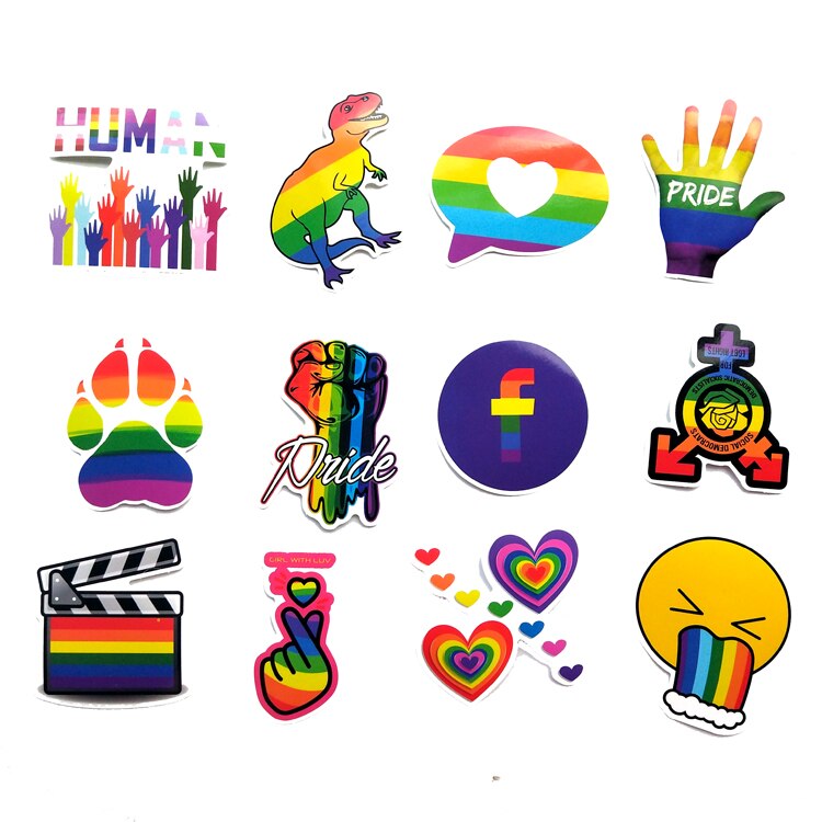100Pcs Gay Pride Regenboog Hand Reflecterende Speelgoed Sticker Decal Pvc Onregelmatige Grappige Decal Waterdicht Stickers