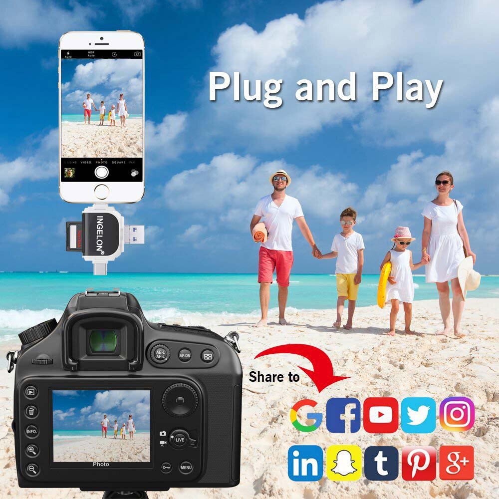 Ingelon SD Card reader xqd lector tarjetas idragon Cardreader laptop accessories Plus micro sd 16GB kart okuyucu USB OTG Adapter