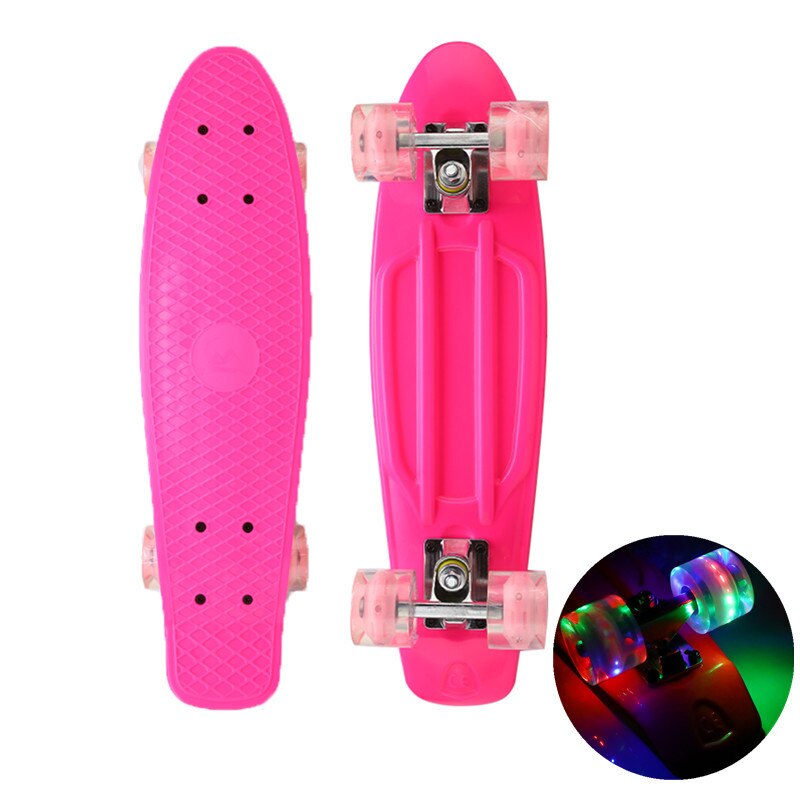 22 tuuman rullalauta vilkkuva valo mini cruiser rullalauta muovinen longboard banaani kalalauta katu ulkourheilu tytölle pojalle