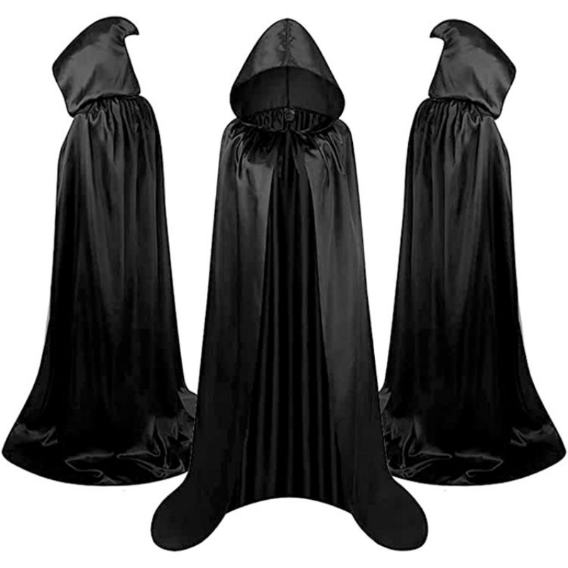 Maskerad-Umhang, weich, Unisex, mit Kapuze, schwarze Robe, Hexe, langer Umhang, Cosplay-Kostüm, Requisite, Party-Performance-Zubehör, Urlaubsdekoration