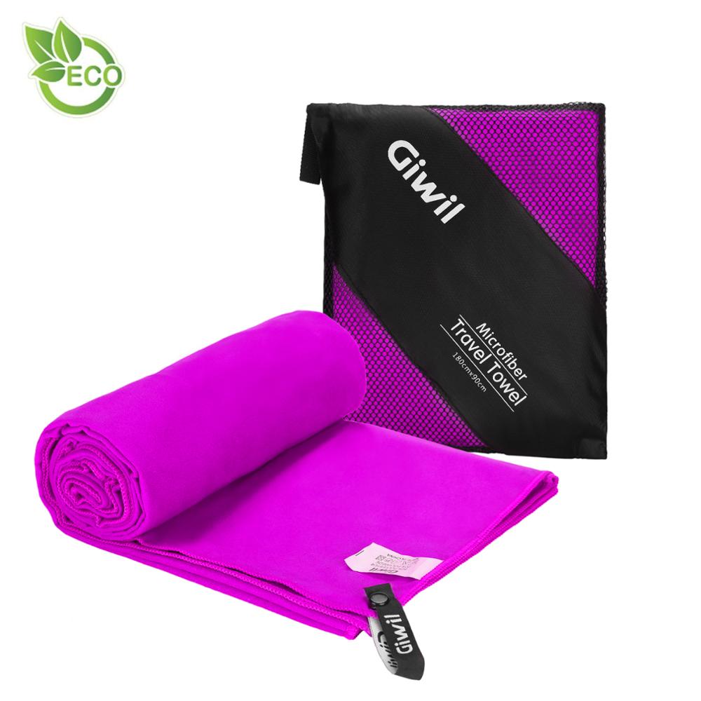 Giwil Microfiber Strandlaken Sport Reizen Handdoek Ultra Absorberend en Sneldrogend Handdoek Zwemmen Handdoek voor Yoga Gym Bad Camping: Reddish Violet / XL