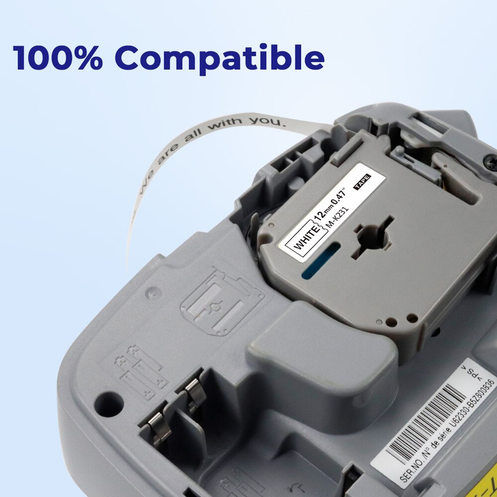 10PK Label Tape for Brother P-touch PT-80 - 12mm x 8m - Compatible with MK-231/MK-431/MK-631