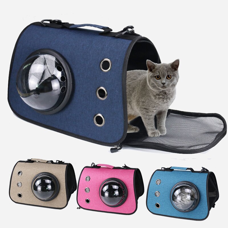 Foldable Breathable Carrier Portable For Cat Bag For Outing Messenger Pet Bag One-Shoulder Cat Transport Cage Outdoor House