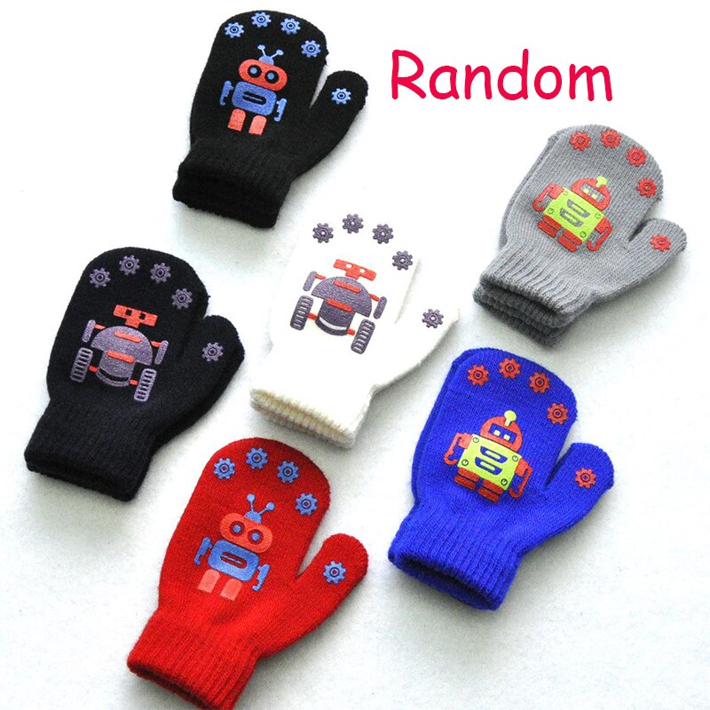 1 paire PVC anti-dérapant tricot gants enfants extérieur Camouflage Robot pelle dinosaure imprimer hiver mitaines Sport gants enfant: 19