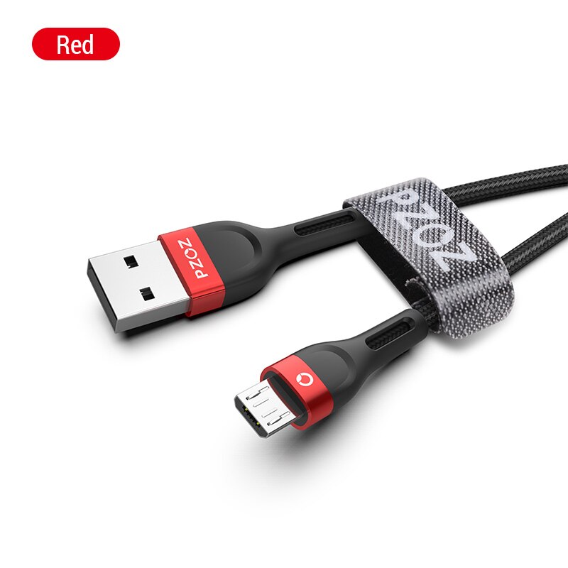 Pzoz cabo micro usb 3a, cabo de carregamento rápido para samsung huawei xiaomi redmi, honor, lg, dados android, carregador de celular microusb cabo de fio: Red / 1m