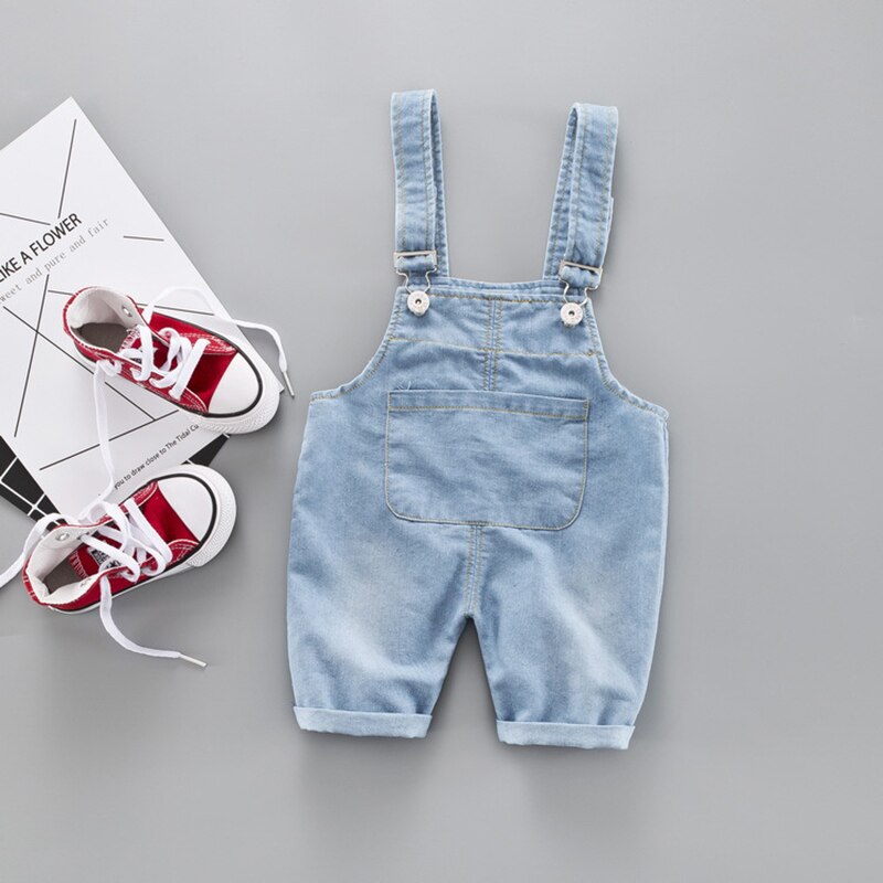 Småbørn baby drenge piger overalls blå denimbukser selebukser børn bomuld elastiske denimbukser overalls bukser: B / 3t(110)