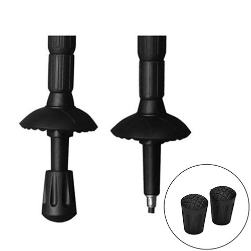 2Pcs Wearable Rubber Tip End Cap Hammer Trekking Pole Walking Hiking Stick Cane Outdoor Tools