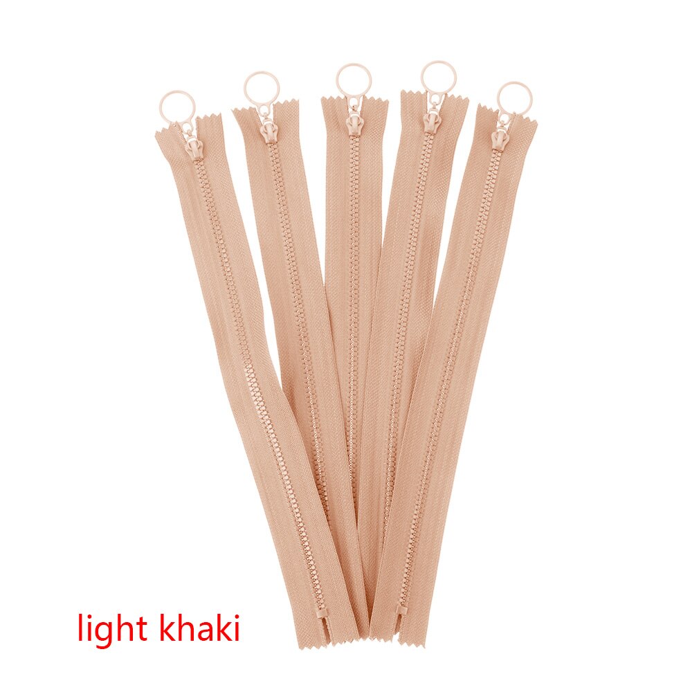 Uds 25cm cremalleras invisibles DIY de Nylon de bobina cremallera para costura Ropa Accesorios anillo de tiro de cremallera Slider la cabeza para DIY de prendas de vestir: light khaki