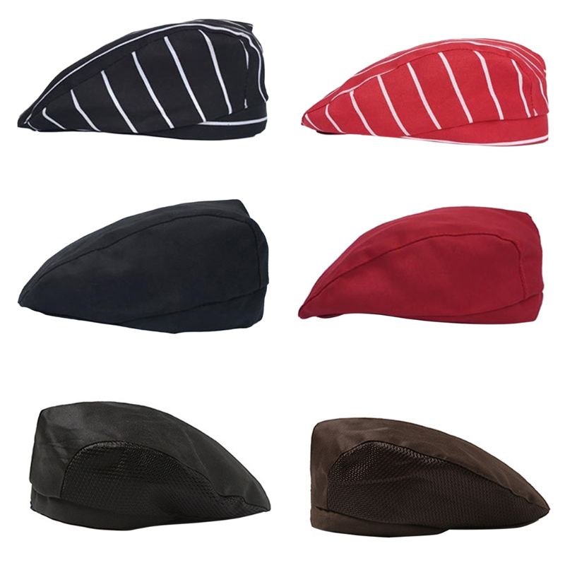 Mens Womens Chef Hat Pastry Baker Kitchen Cook Coffee Shop Duckbill Beret Cap