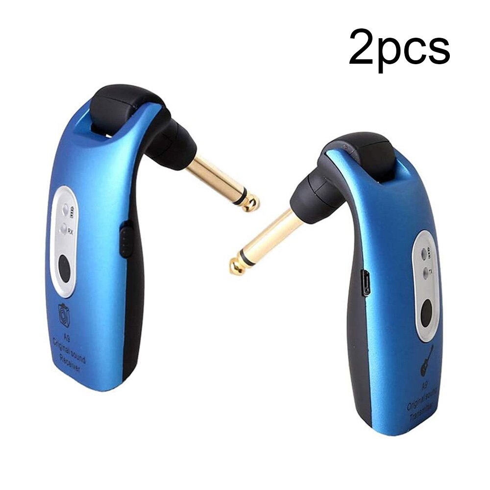 A9 UHF Wireless Electric Guitar Transmitter Receiver System 2.4GHz Rechargeable 4 Channels for Electric Guitar Bass Organ: Blue