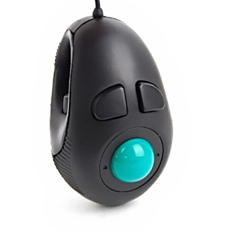 Portable Finger Handheld 4D USB Powered Mini Trackball Mouse (Black)
