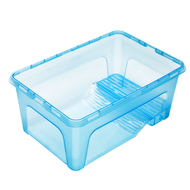 Turtle Tank with Drying Platform, Turtle Breeding Box, Brazilian Turtle, Nursery Pot, Terrarium, Transparent Amphibious Villa