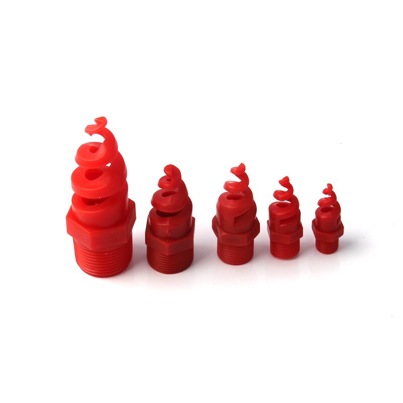 1-100pcs 1/4 Inch Plastic Spiral Nozzle Red Male Thread Atomizating Sprinkler Heads Garden Irrigation Spiral Cone Nozzle