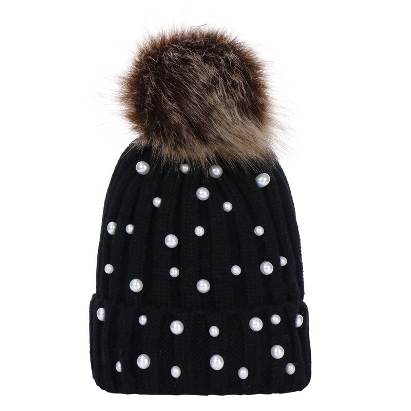 Winter warme baby muts met bont pompon, gebreide baby meisjes jongens baby peuter kinderen muts beanie kinderen kinderen mutsen muts: 1