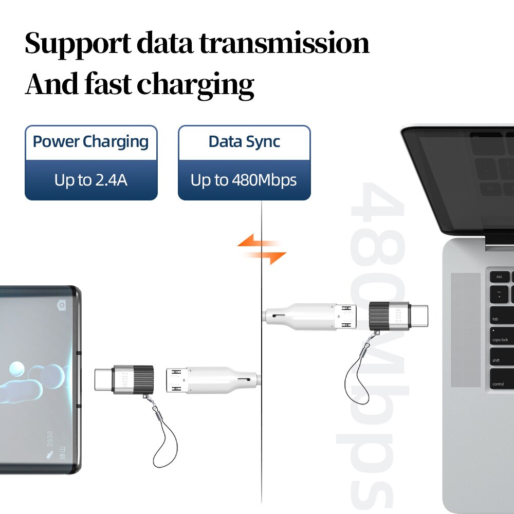 !ACCEZZ Mini USB C Adapter Micro USB Lighting For iPhone 12 11 Samsung Huawei Phone Tablet Fast Charging Data Cable Converter