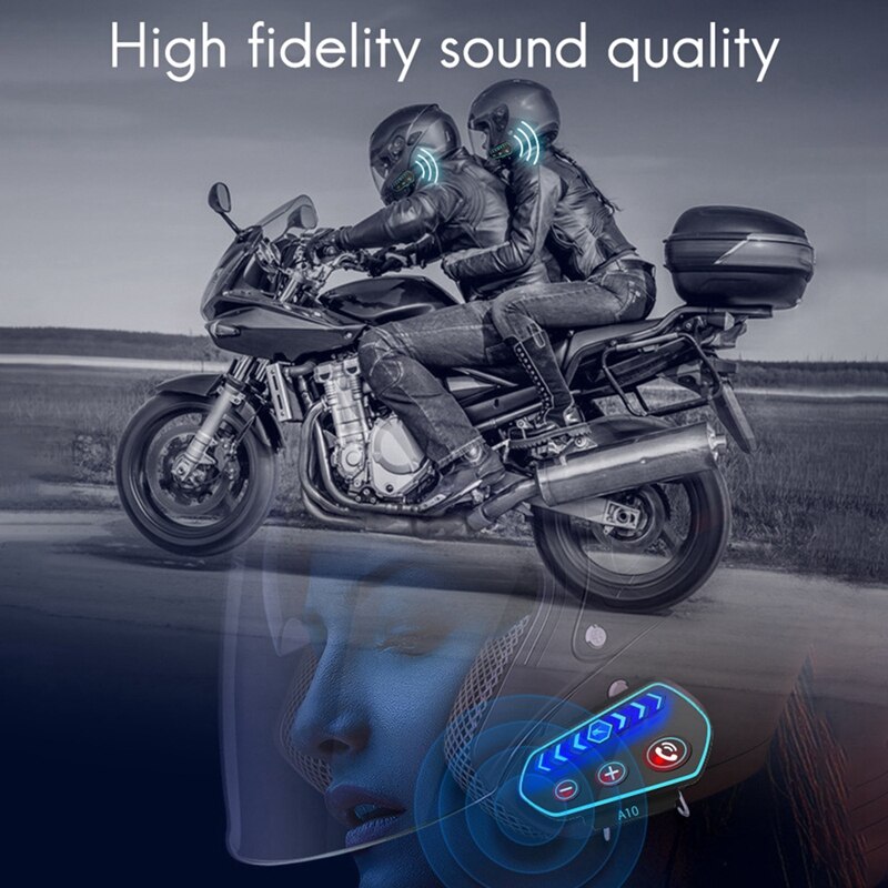 Oreillette Bluetooth 5.0 pour moto, Kit mains-libres, Intercom sans fil pour casque, Kit d&#39;appel téléphonique, stéréo, A10, pour l&#39;extérieur