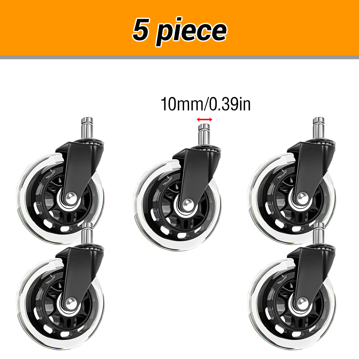 1-5Stck Universal- stumm Zauberer 50KG Rad 10mm 11mm Ersatz Bürostuhl Schwenkrollen 360 Grad Räder Möbel Hardware-: Blau