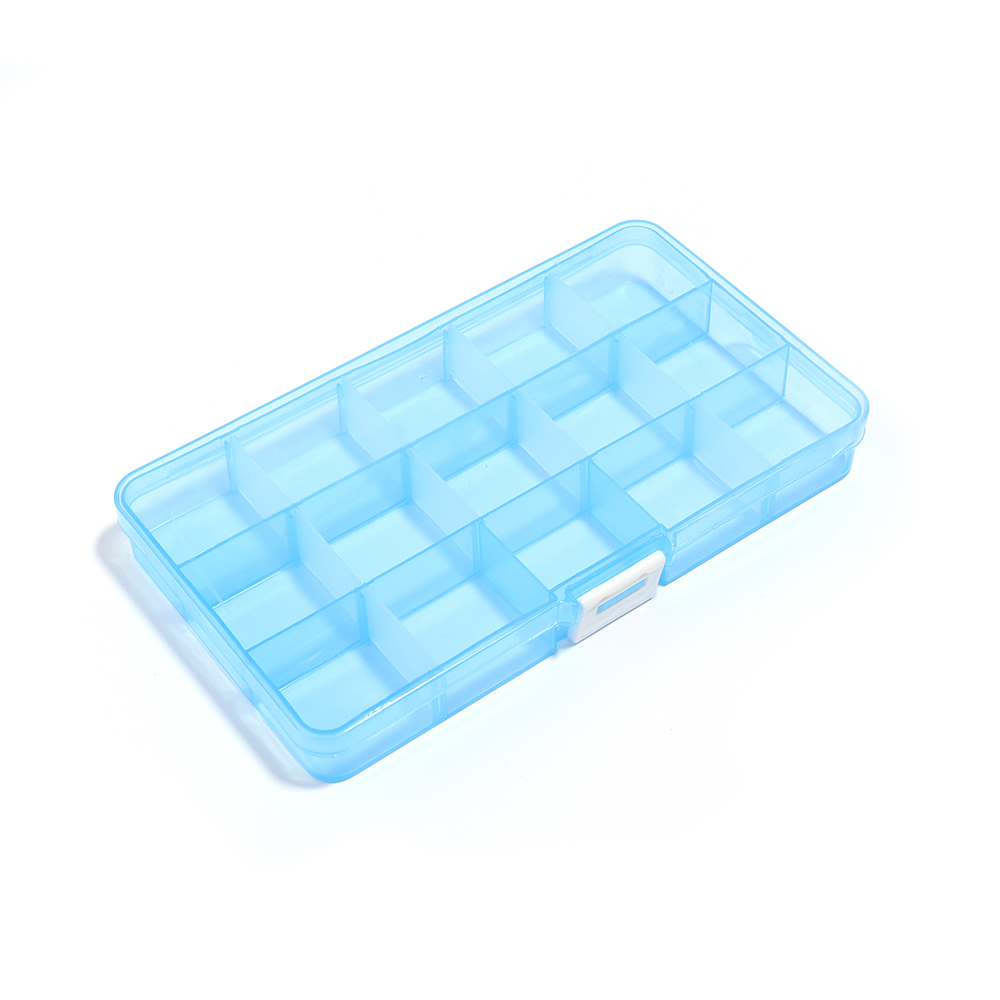 10/15 Grids Plastic Jewelry Box Storage Case Craft Jewelry Beads Earrings Compartment Adjustable Display Organizer Container: Blue