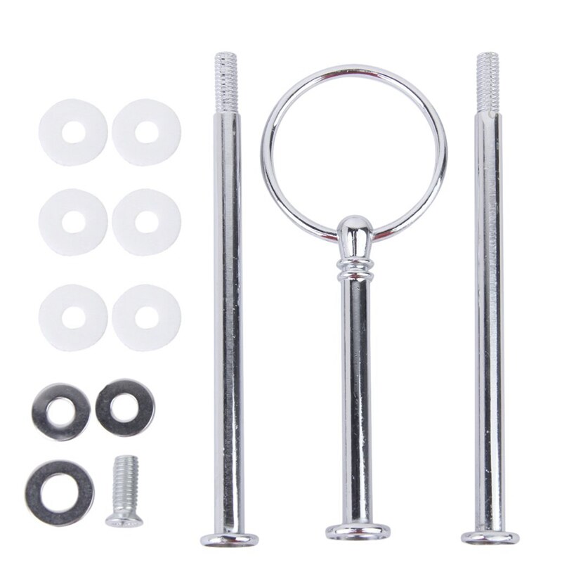 3-Tier Ronde Ring Cake Cupcake Plaat Stand Display Houder Handle Fittings (Zilver)