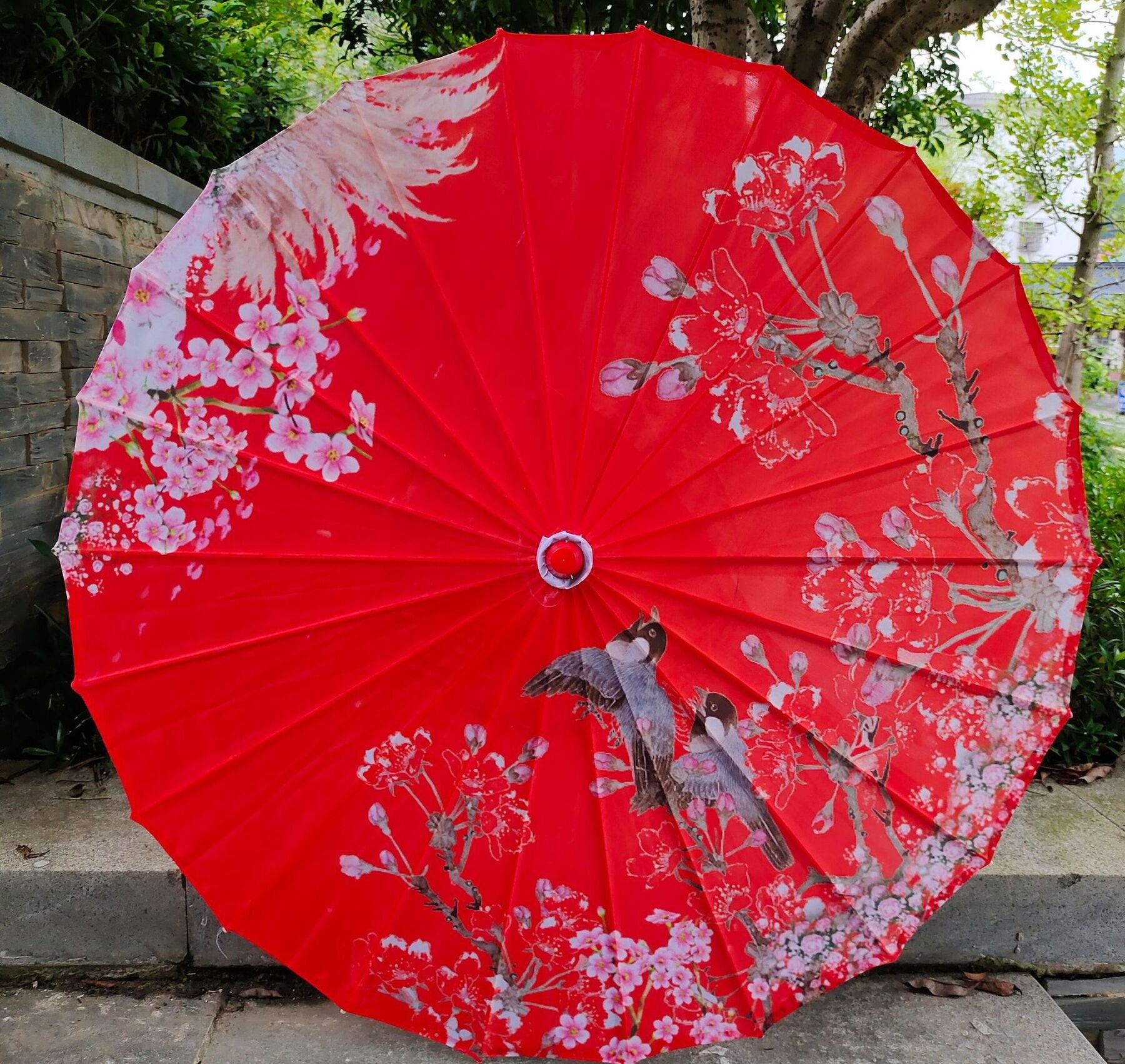 Paraguas de papel de aceite antiguo con flor roja de 82cm, Paraguas Cheongsam de boda china a prueba de lluvia, Guarda Chuva Şemsiye, Sombrilla japonesa