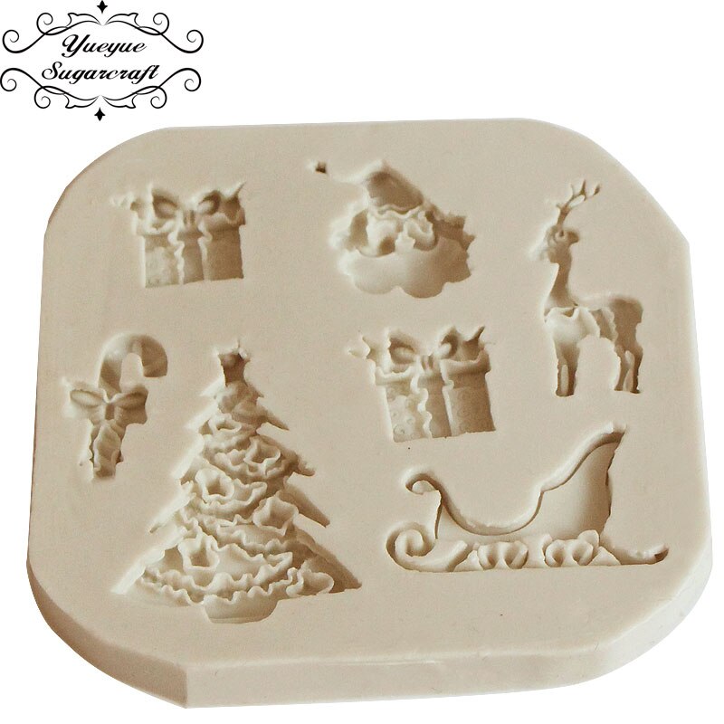 Yueyue Sugarcraft Christmas tree reindeer Santa Claus Silicone mold fondant mold cake decorating tools chocolate