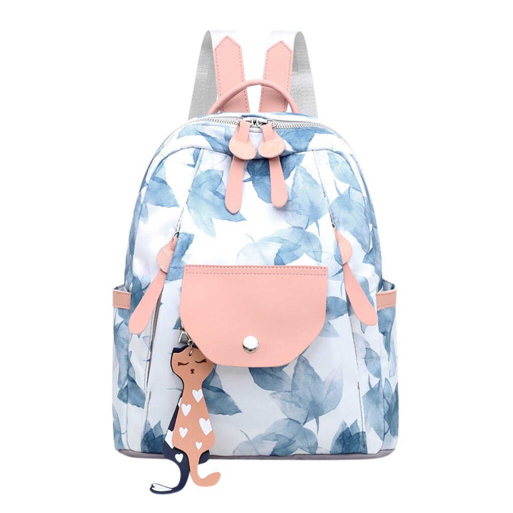 Signore di bellezza Foglie Zaini mochila Graffiti Sacchetto di Scuola Tote Ragazze Zaino Con Cerniera Dello Zaino Semplice Casual Mochila feminina L * 5: Blu