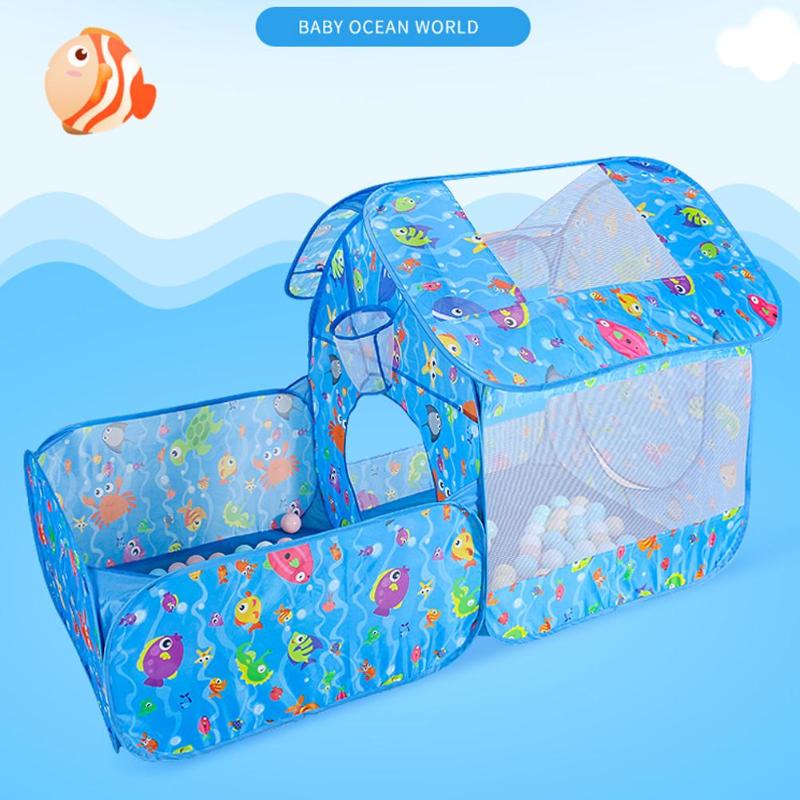3 pièces/ensemble enfants tente maison jouer jouets pliable enfants ramper Tunnel Portable tir océan piscine fosse jouet bleu dessin animé jouer tente