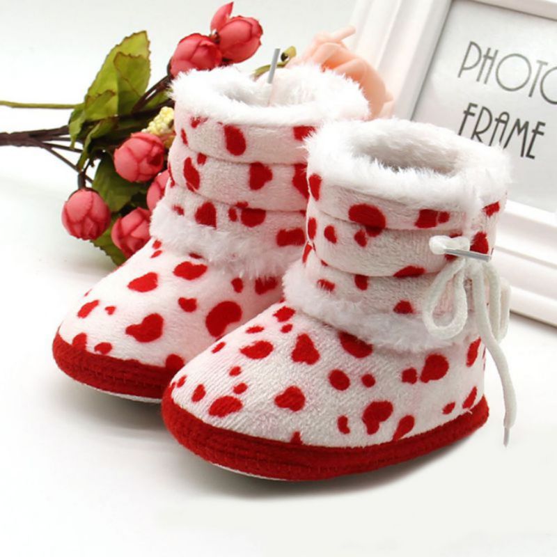 Baby Schoenen WINTER 0-18 m Baby Kids Baby Meisje Warme Laarzen Casual Soft Sole Fleece Warm Sneeuw booties Schoenen M2: RED / 7-12 Months