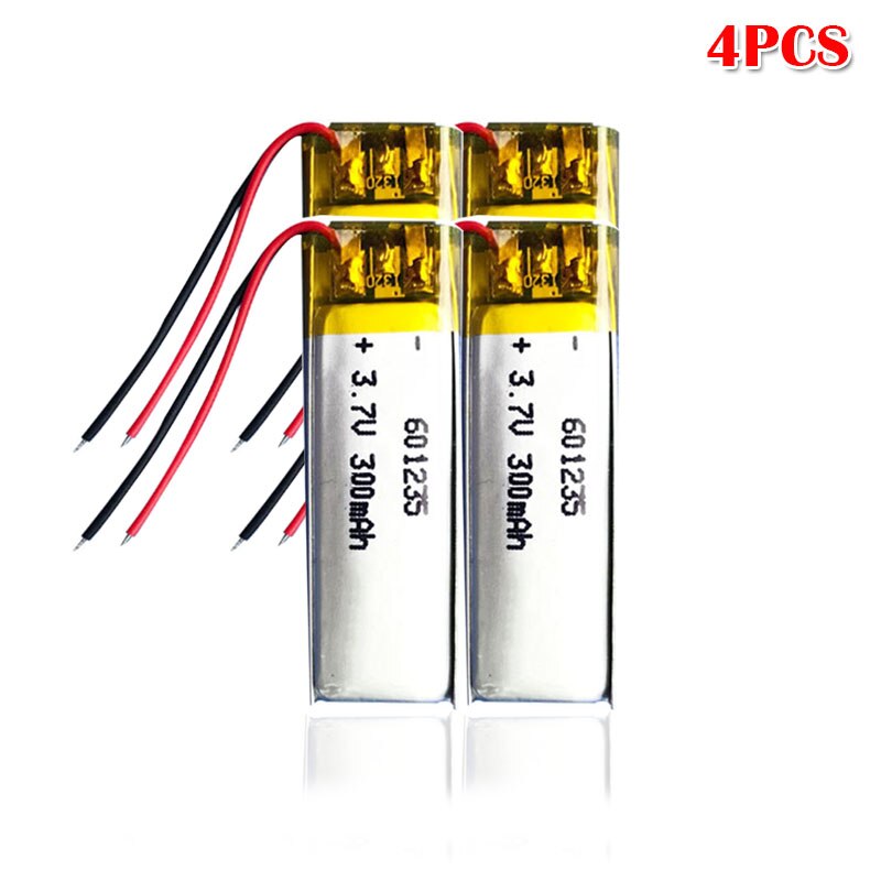 3.7V 300Mah 601235 Lithium Polymer Oplaadbare Batterij Voor MP3 Dvc Dvr Gps Bluetooth Headset Rijden Recorder Li-po Ion Cellen: 4pcs