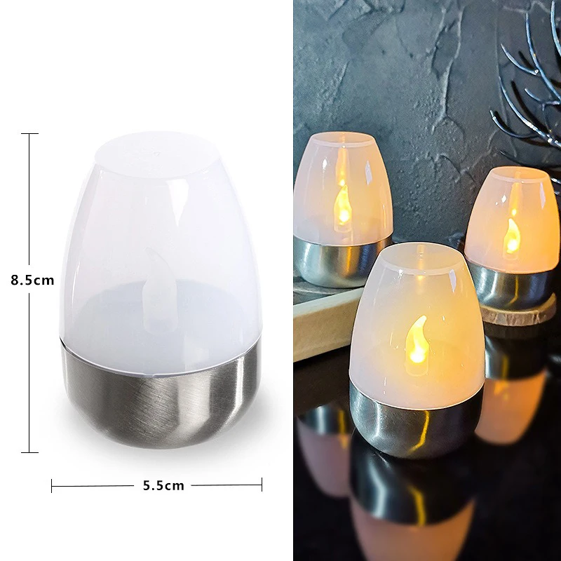 Velas solares LED, luz sin llama recargable para exteriores, velas solares impermeables, lámpara para decoración de jardín, de boda, luz nocturna: changeable / Gris claro