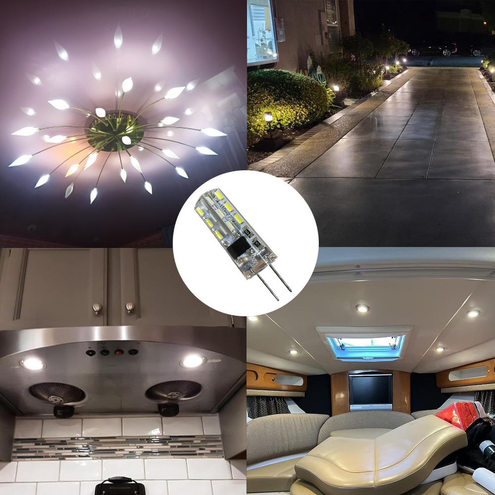 Mini ampoules LED G4 pour lustre domestique, lampe en silicone, lumière froide, melon al, blanc , 3014SMD, 12V, 220V, 2W, 10 pièces