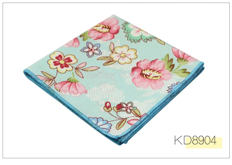 Merk casual heren katoenen zakdoeken geweven bloemenprint pochet heren bruiloft feest zakdoek zachte handdoeken zakdoek: Kd8904