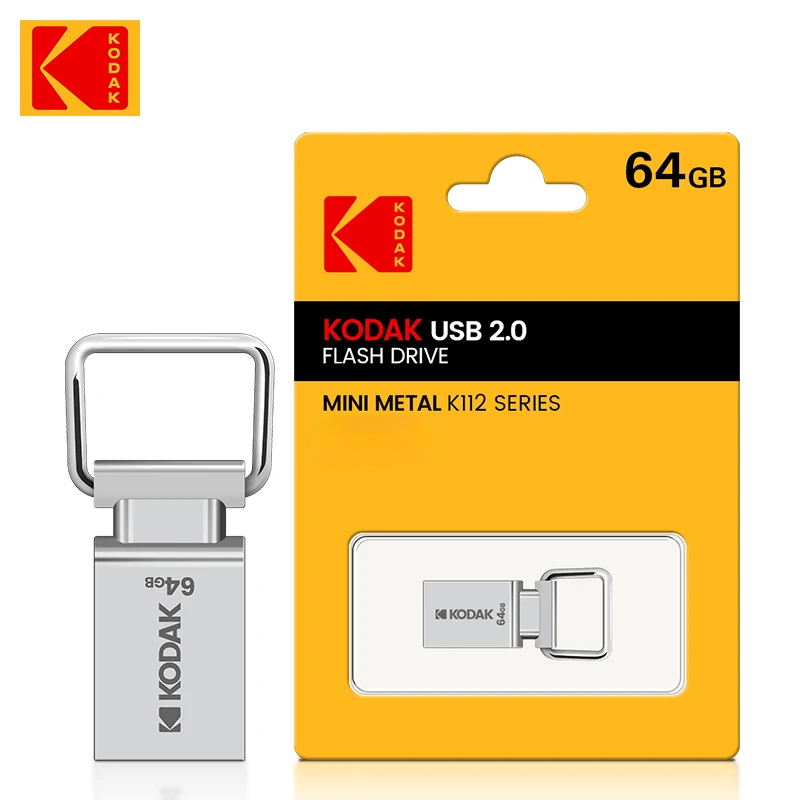 KODAK K112 Mini USB Flash Drive USB2.0 Pen Memory Drive 32GB 64GB128GB U Disk USB2.0 Portable Memory for Car PC: WHITE