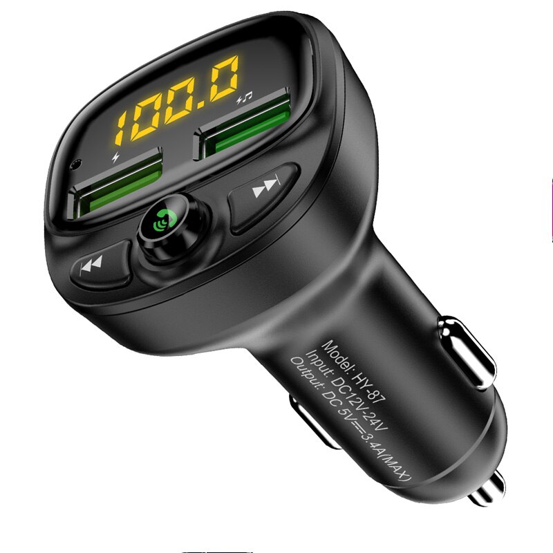 Novedoso pack de Multi-funcional 3.4A Cargador de Coche Rápido transmisor FM reproductor Bluetooth USB Dual encendedor de cigarrillos MP3 TF música de coche Kits de coche: Default Title