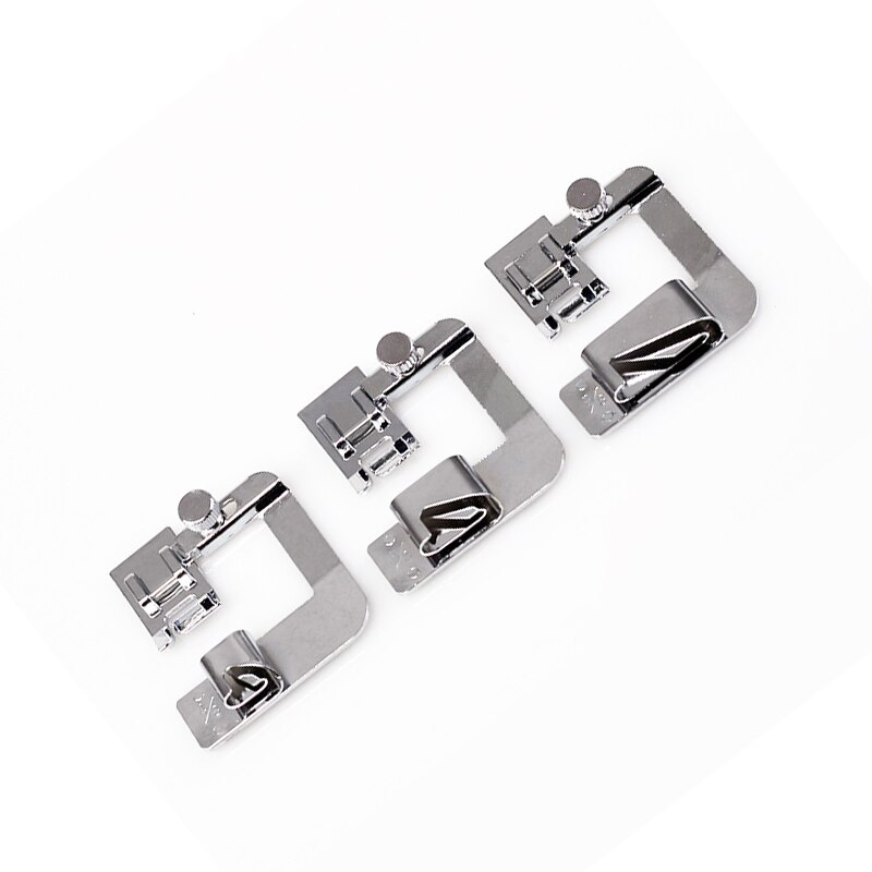 Praktijk Metal 3 Pcs Naaimachine Voet Presser Rolzoom Voeten Set Voor Brother Singer Naaien Accessoires Naaien Naaivoet