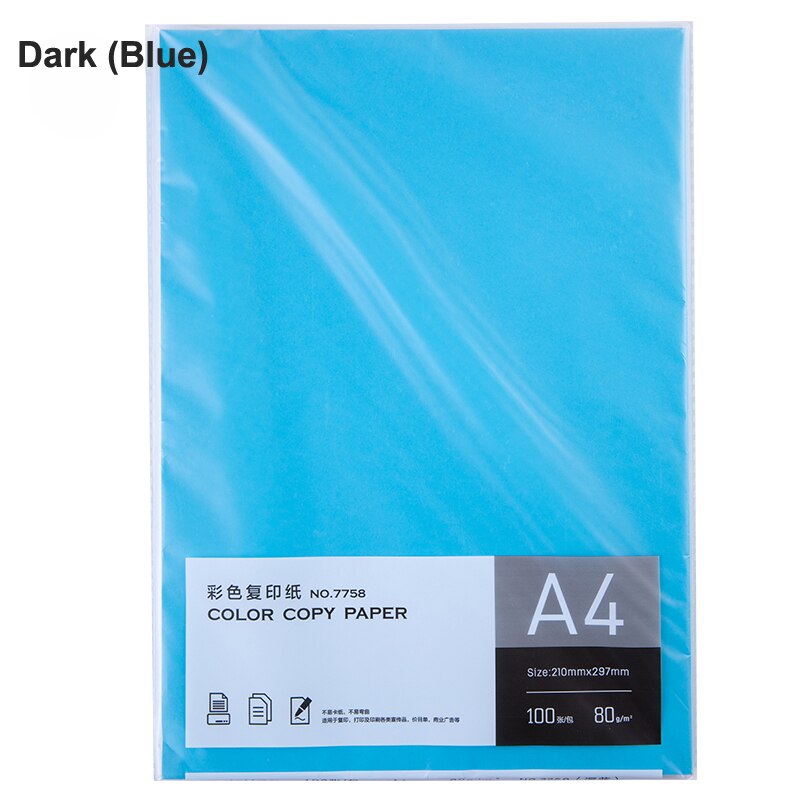7757/ 7758 Color Copy Paper A4 80g 100 Sheets Kids Handmade Paper Double Sided Colored Paper School Office Supply: Dark Blue 7758