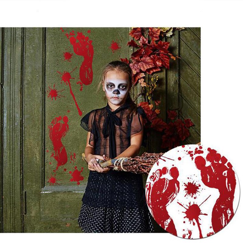Horror Decal Blood Handprint Glass Window Sticker Halloween Decor Wall Stickers