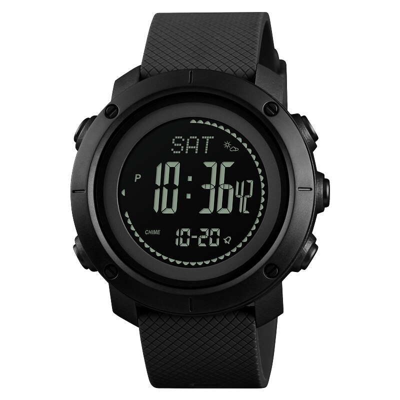 Relojes deportivos profesionales para exteriores, reloj electrónico Digital con brújula de mujer para hombre, podómetro, reloj de presión, reloj Masculino: Black Black
