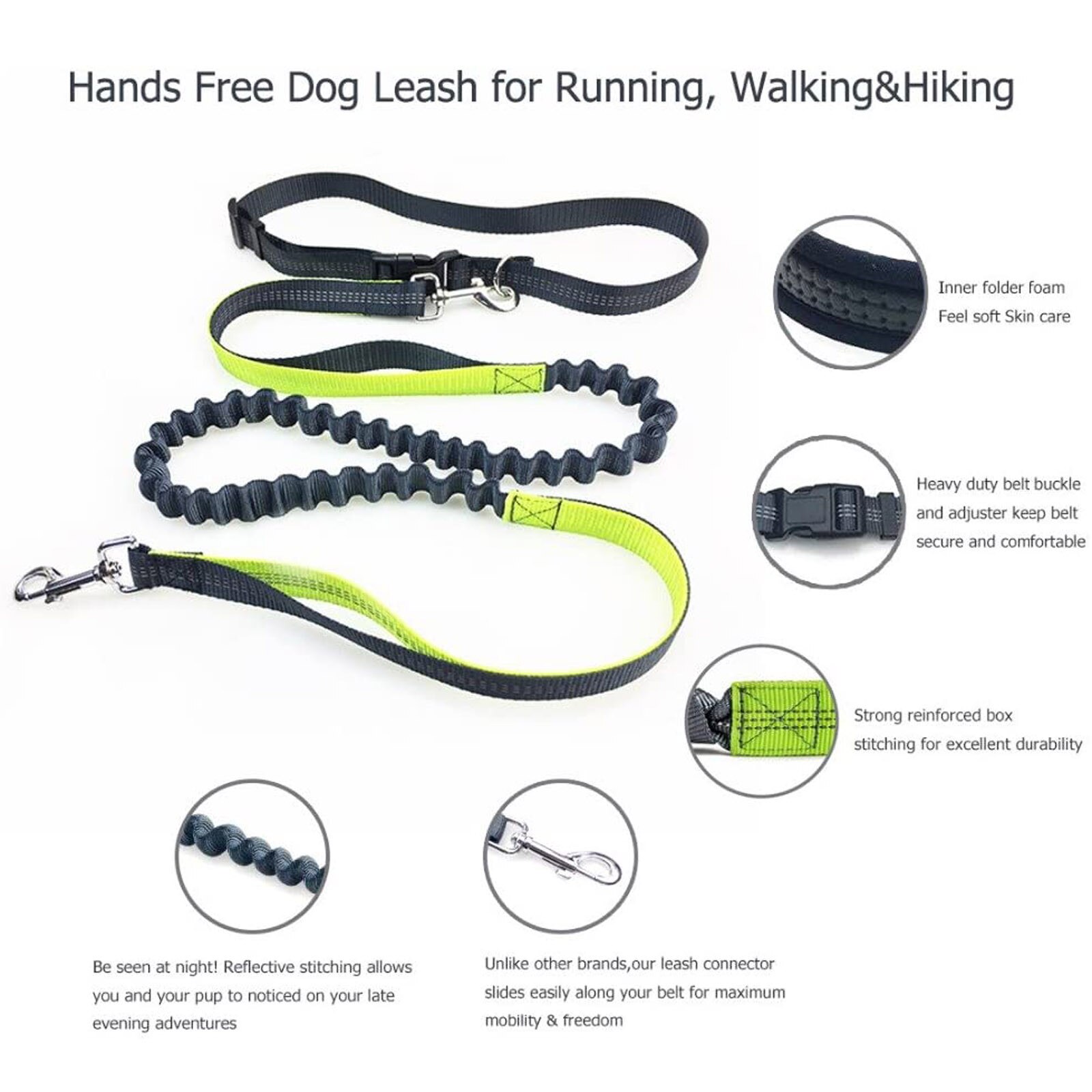 Reflecterende Leash Trekkabel Hond Running Riem Elastische Handen Vrij Jogging Pull Hond Aangelijnd Riemen # T3G