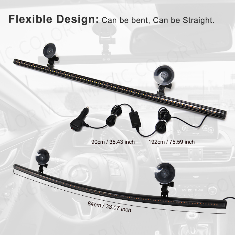 96 LED 3030 perles pare-brise avant lampe clignotante d'urgence voiture lampe stroboscopique barre feu de signalisation Auto toit voyant d'avertissement 12V