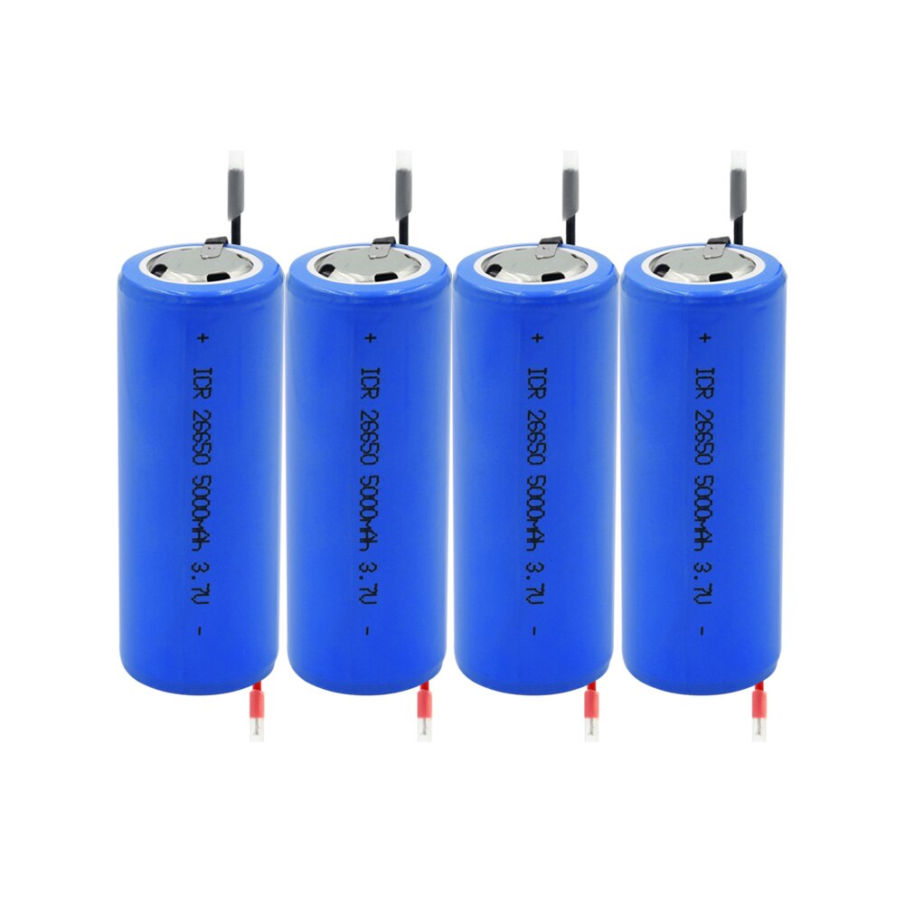 1/2/4 pces azul icr 26650 lítio li ion bateria para led luz controle remoto mini ventilador tocha lanterna led 3.7v 5000mah células: 4 pieces