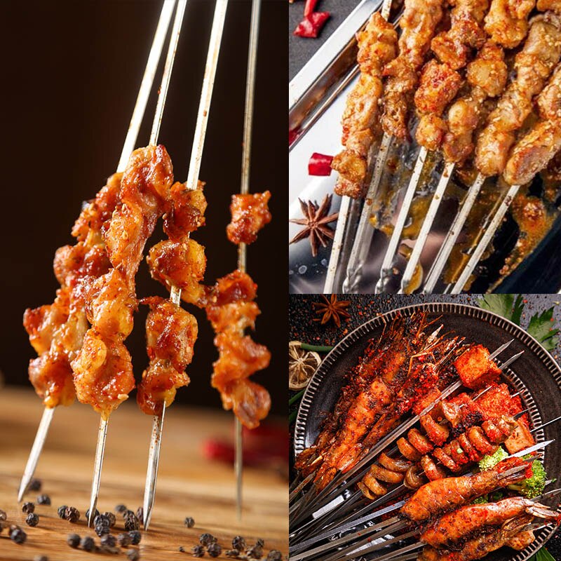 Weber Spieß-Set Aus Edelstahl – 4 Stück, Wiederverwendbar & Spülmaschinenfest – Ideal Für Fleisch, Gemüse & Grill-Parties