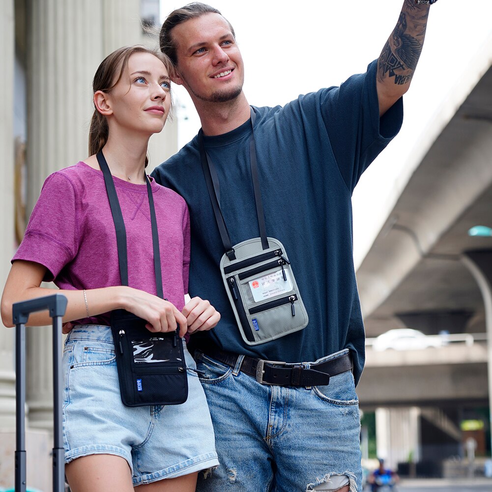 Uchwyt na paszport podróże Rfid ID Organizer robić kart kredytowych saszetka na szyję na ramię anty-kradzież wodoodporna tkanina regulowany pasek na ramię