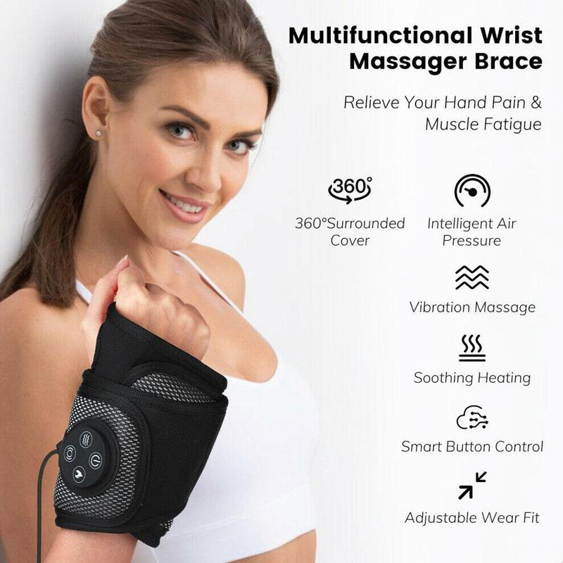 Muñequera eléctrica USB, masajeador de aire de compresión de mano, herramienta de masaje de vibración de calefacción, soporte para muñeca, alivio del dolor de mano