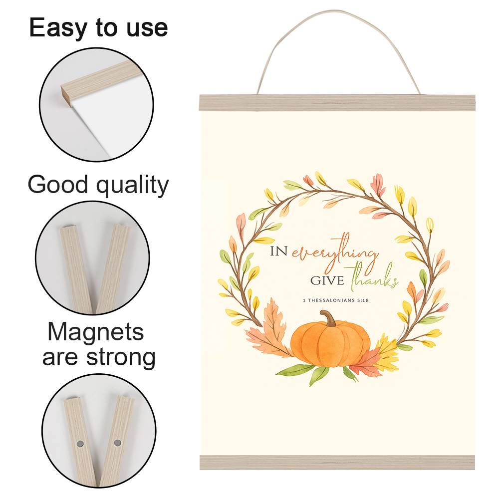 DIY Magnetic Wood Poster Frame Teak/Pine Photo Hangers Hanging Kit for Pictures Canvas Prints Poster Scroll Artwork Print Holder